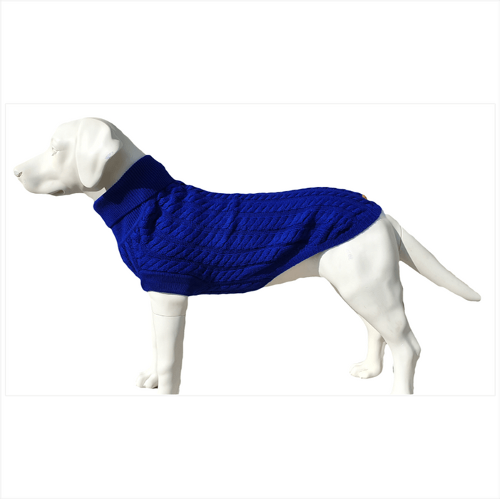 Premium Rascal Dog Jumper - Blue, Cableknit Design