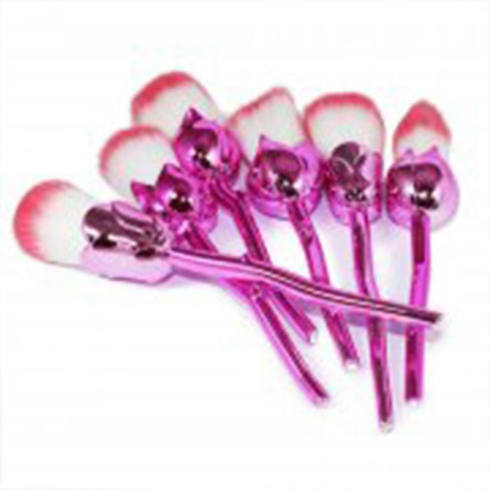 Beauty and the Beast Rose Makeup Brushes - 6pcs with Glossy Handles - Professional Quality