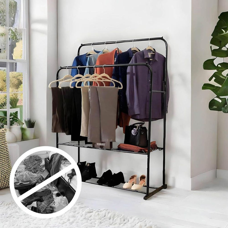 Double Clothes Rail in Black