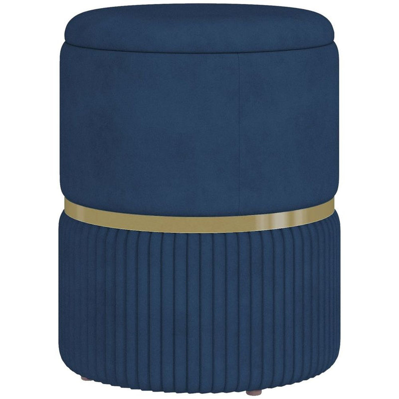 HOMCOM Round Pouffe, Storage Footstool with Cushioned Top, Hidden Space