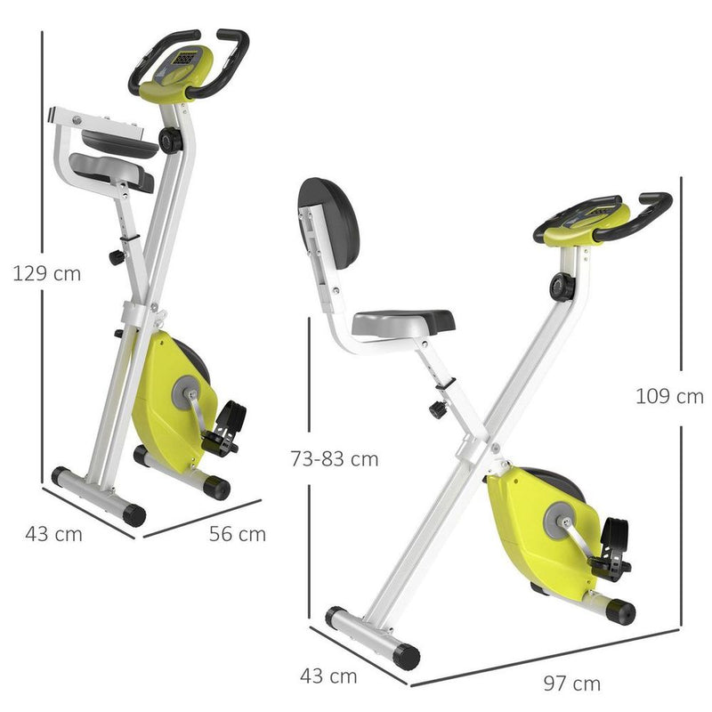Magnetic Resistance Bike: Foldable, LCD, Adjustable Seat - Yellow