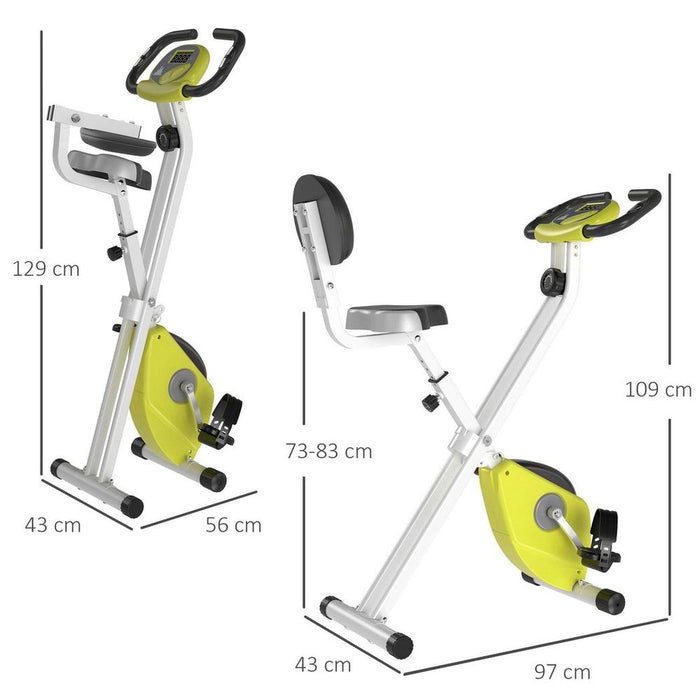 Magnetic Resistance Bike: Foldable, LCD, Adjustable Seat - Yellow