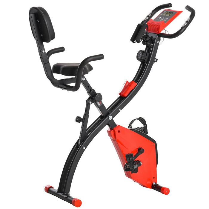 Ultimate Home Cardio: 2-In-1 Exercise Bike with Pulse Sensor - Red