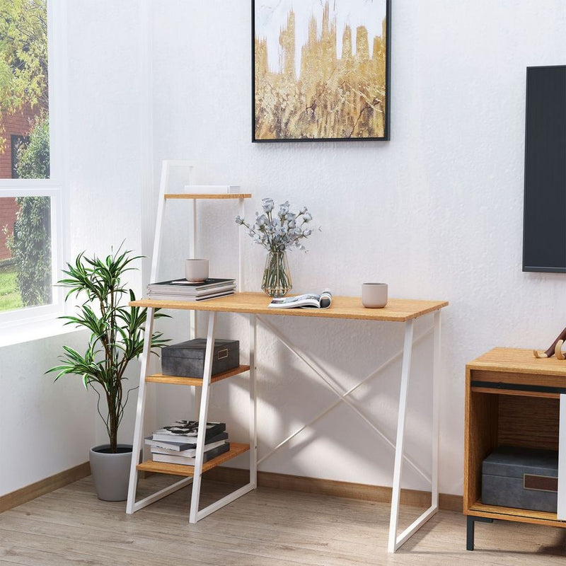 HOMCOM Home Office Computer Desk Study Writing Table with 3-Tier Storage Shelves