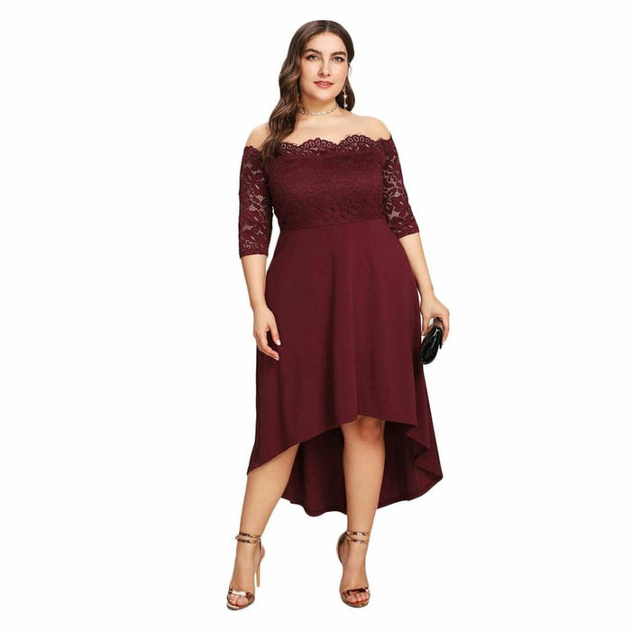 Elegant Flo Midi Party Dress – Wine, XL/2XL/3XL/4XL