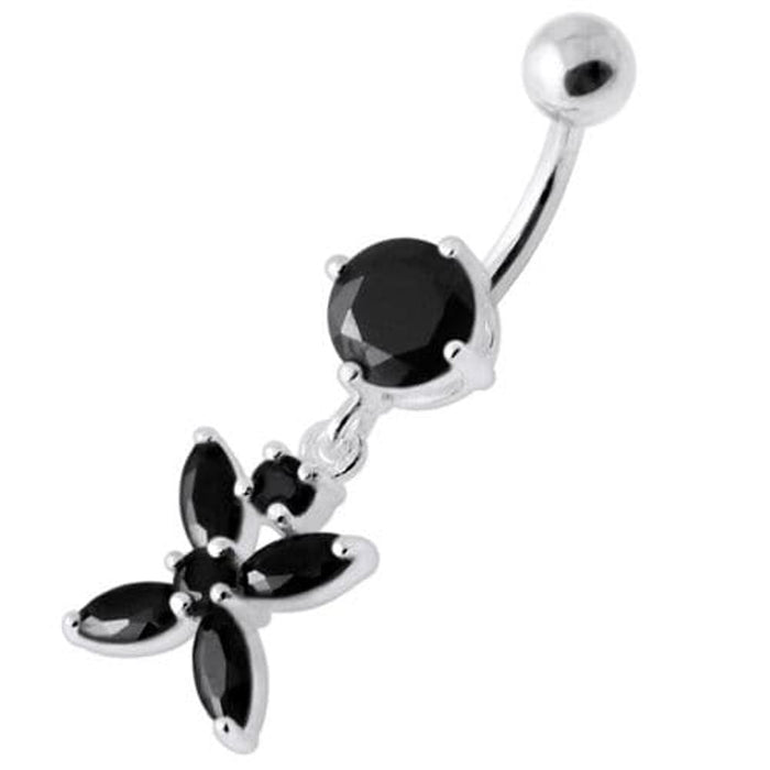 Jeweled Flower Dangling Navel belly bar