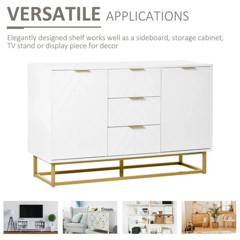 Modern Storage Cabinet Freestanding Cupboard with 3 Drawers for Dining Room