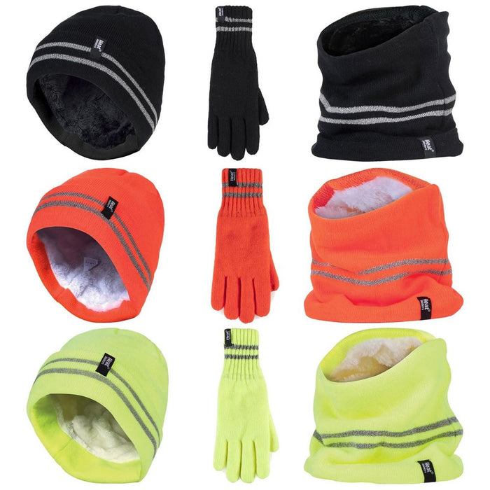 Heat Holders - Mens Hi-Vis Set - Hi Vis Hat / Neckwarmer / Gloves