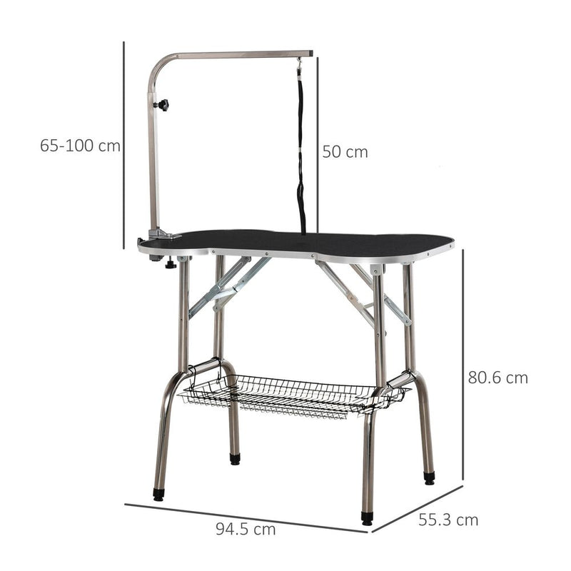 PawHut Foldable Dog Grooming Table Pet 94.5 x 55 x 81 cm Black