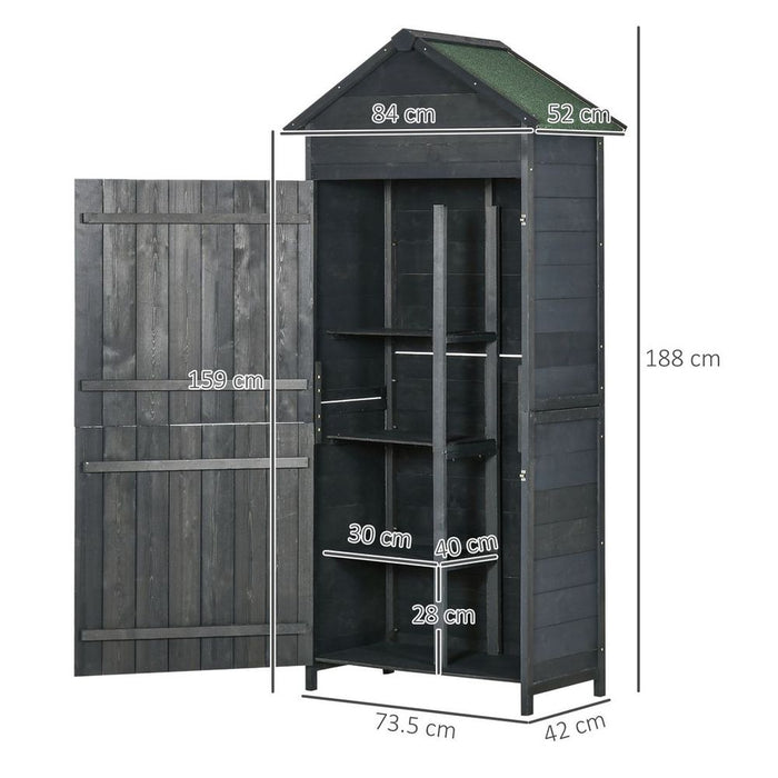 Outsunny Wooden Garden Shed - Utility Tool Storage Cabinet - Grey