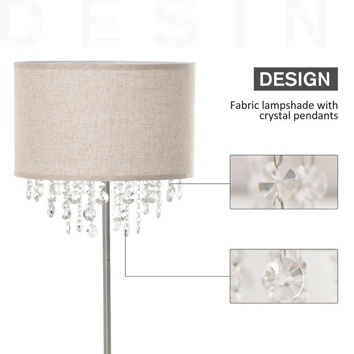 Premium Crystal Pendant Floor Lamp - Modern Steel Design - Silver & Cream - High Quality & Attention to Detail