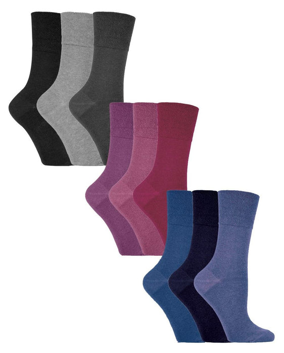 Gentle Grip - Ladies 9 Pack Patterned Socks