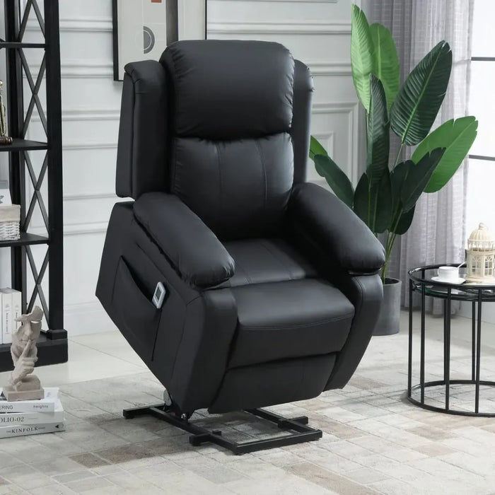 Premium Power Lift Recliner Chair, Massage & Vibration, Side Pocket, Black