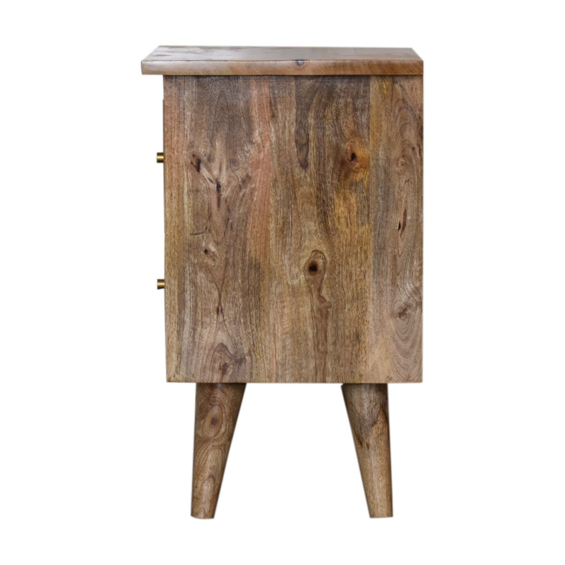 Artisan Furniture Solid Wood Oak-ish Bedside, Brown, 2 Drawers