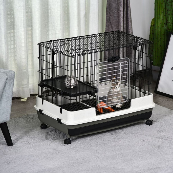 Premium Small Pet Cage: Metal Wire Top, Removable Tray, 4 Wheels