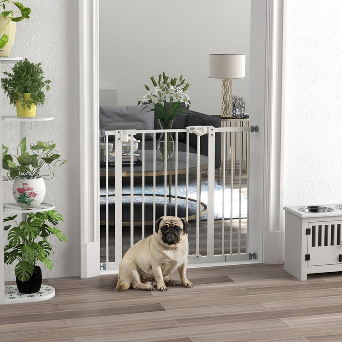 Premium Adjustable Pet Safety Gate | Secure & Easy Install | Durable Metal Frame+Extensions | White