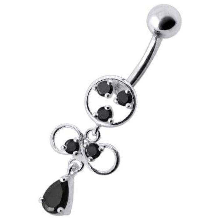 Fancy CZ Jeweled infinity logo Dangling Belly Navel Ring