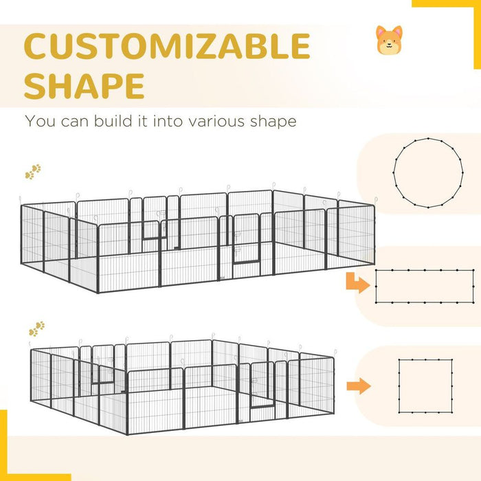 16 Panel Puppy Play Pen for Small & Medium Dogs | Heavy Duty & Spacious | 80Hcm