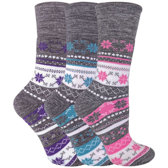 3 Pack Ladies Fairisle Viloft Socks