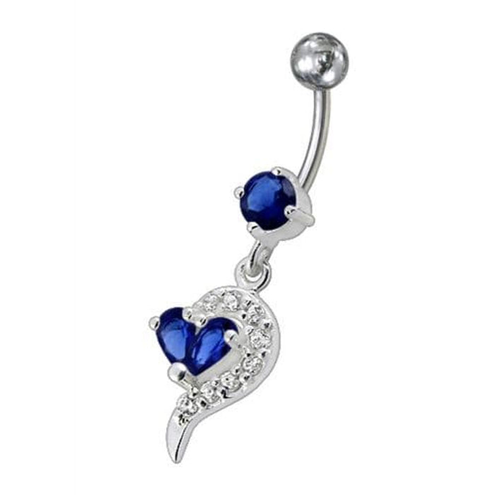 Fancy White Zirconia Jeweled Dangling Banana Bar Navel Ring