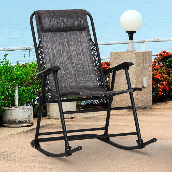 Outsunny Folding Rocking Chair - Outdoor Zero Gravity Chair for Ultimate Relaxation