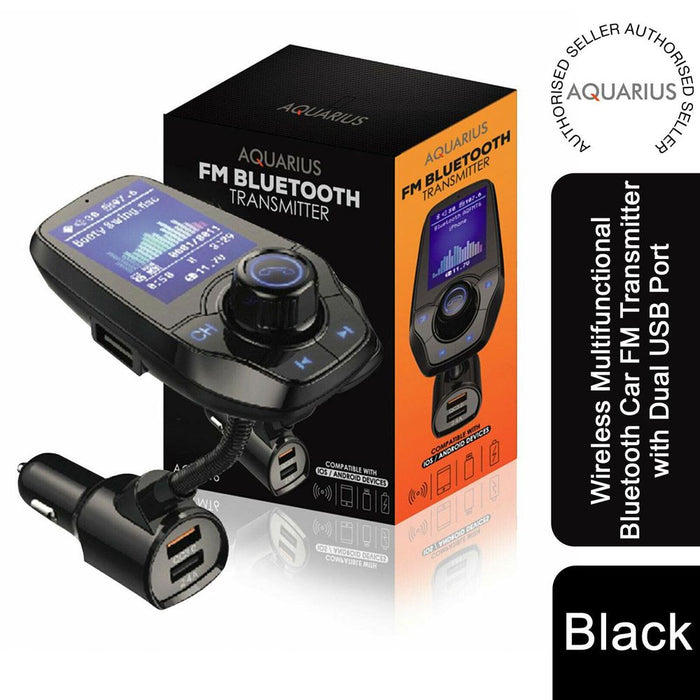 Aquarius Wireless Bluetooth Car FM Transmitter | Dual USB Port | Hands-Free Calling