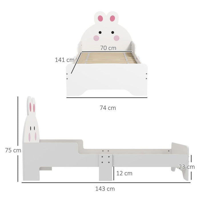 ZONEKIZ Toddler Bed, Kids Bedroom Furniture, Rabbit Design - White