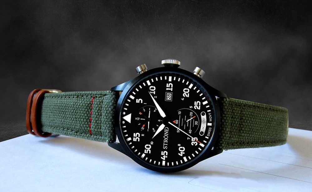 Strong Swiss Made Strond DC-3 MKll Aviation Watch - All Black, Swiss Movement