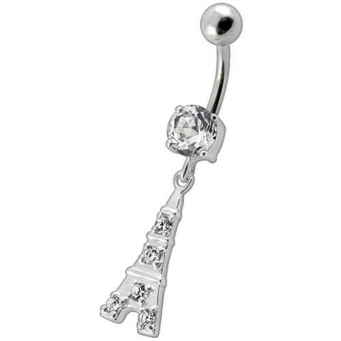 Fancy Jeweled "Eiffel Tower" Dangling Belly Ring