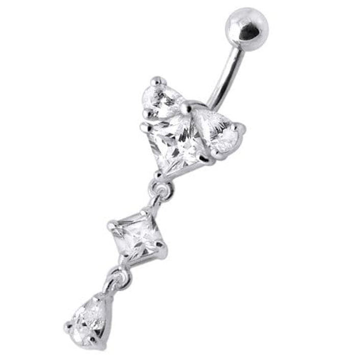 fashionable Jeweled Dangling With SS Bar Navel Body Jewelry Ring