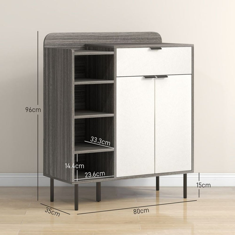 HOMCOM Hallway Shoe Cabinet with 3 Adjustable Shelves Graphite Wood Effect