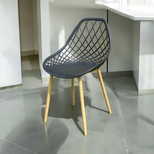 BLACK PLASTIC CHAIR METAL LEGS