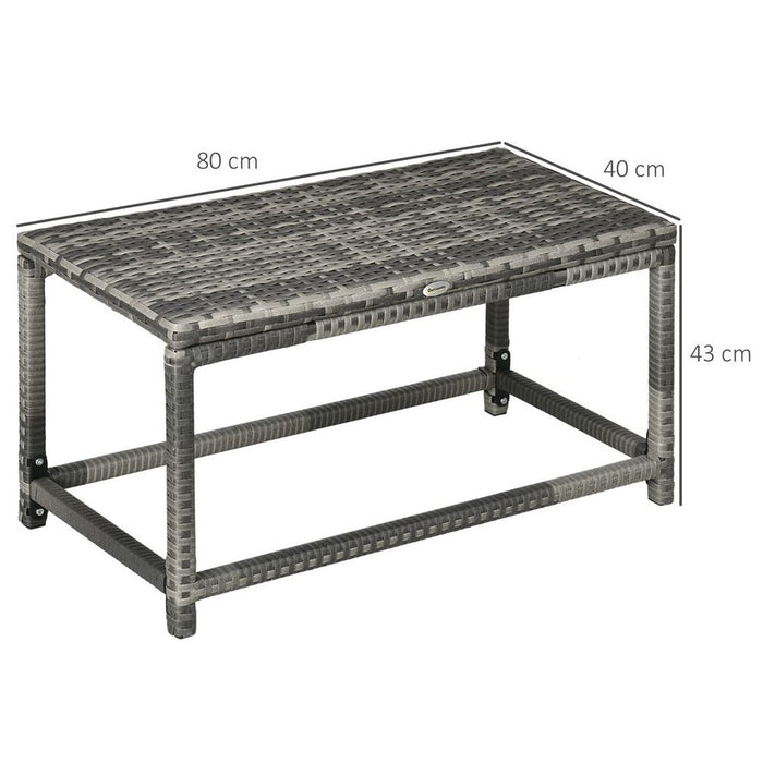 Premium Grey Outdoor Coffee Table - Durable Rattan Top, Sturdy Steel Frame, Spacious Design, Easy Assembly