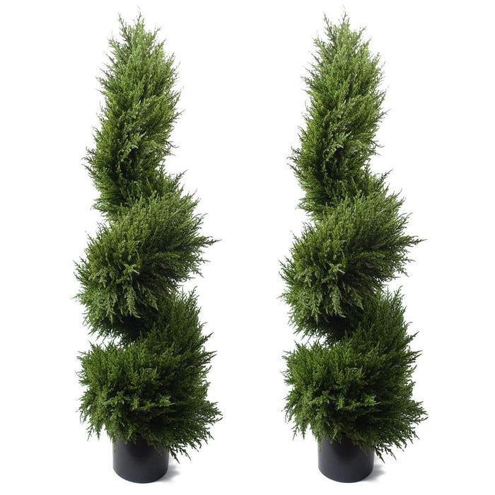 120cm Pair of Premium Artificial Cypress Spiral Topiary