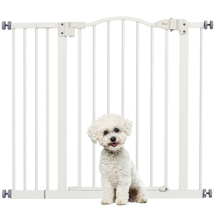 Premium Metal Pet Gate - Adjustable, Auto-Close, White - PawHut