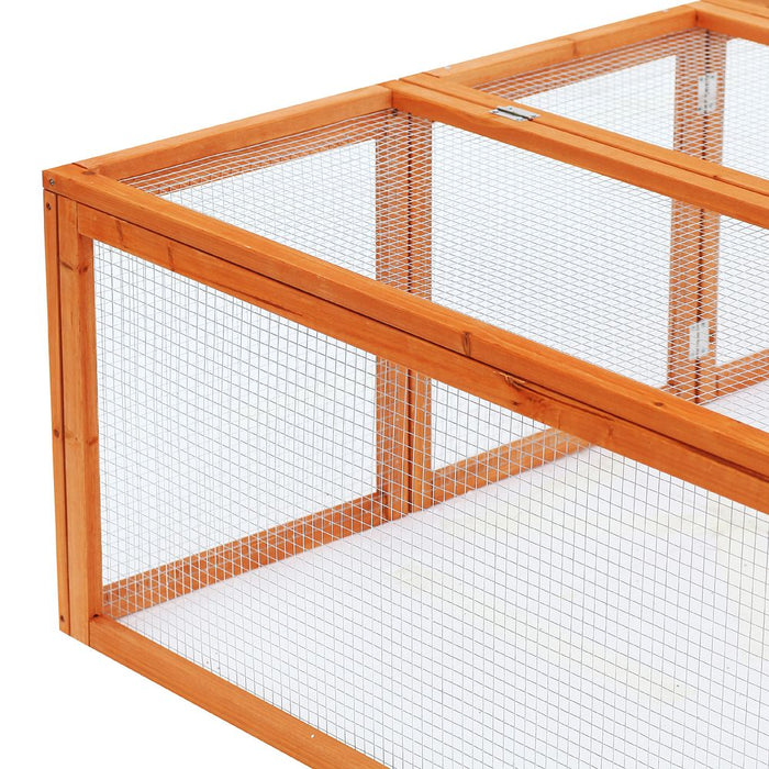 Pawhut 6ft Outdoor Wooden Rabbit Hutch Cage with Wire Mesh Safety Run and Play Space