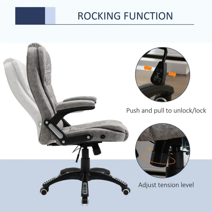 Luxury Microfibre High Back Office Chair | Grey | Swivel Wheels | Thick Padding