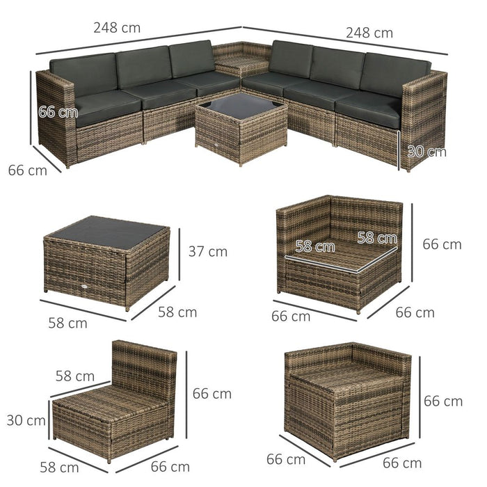 Outsunny Patio Rattan Sofa Set - Premium Quality Garden Furniture with Cushion