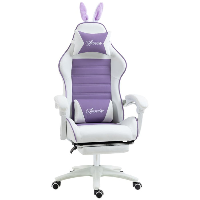 Vinsetto Gaming Chair | Footrest | Rabbit Ears | Purple