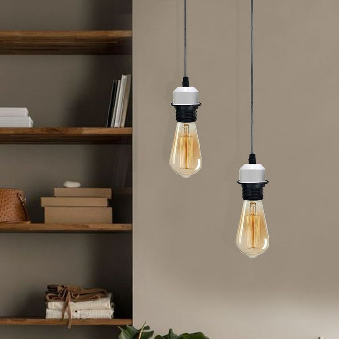 Industrial White Pendant Light, 5 Pack, Addable E27 Lamp Holder, Dimmable, Vintage/Retro Style, Best Quality