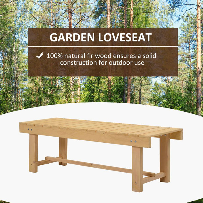 Outsunny 2-Seater Outdoor Garden Fir Wood Patio Bench