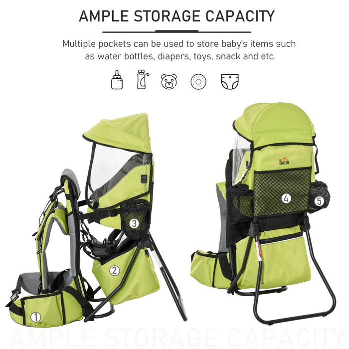 Baby Hiking Backpack Carrier Detachable Rain Cover for Toddlers HOMCOM