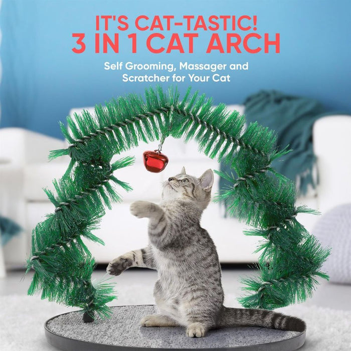 ASAB Christmas Cat Arch - Self Groomer, Massager, Scratcher - High Quality Bristles - Durable Base - Dimensions: 38cm x 45cm x 28.5cm