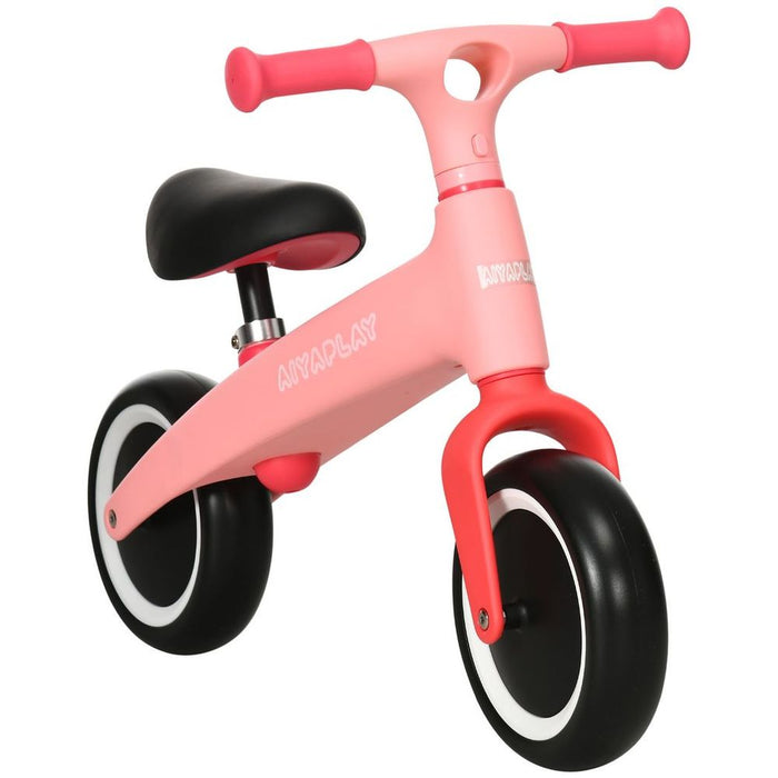 AIYAPLAY Baby Balance Bike - Adjustable Seat, Wide Wheels - Pink. Strengthen leg muscles. Safe & comfortable. Portable. Certified. 25kg max load.