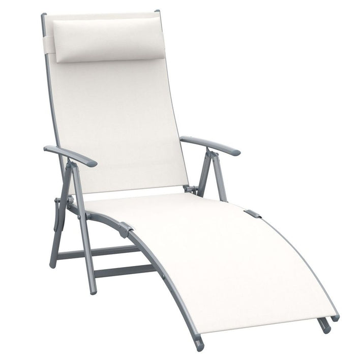 Ultra-Comfort Outdoor Recliner: Outsunny Sun Lounger with 7 Levels & Foldable Design - Cream White