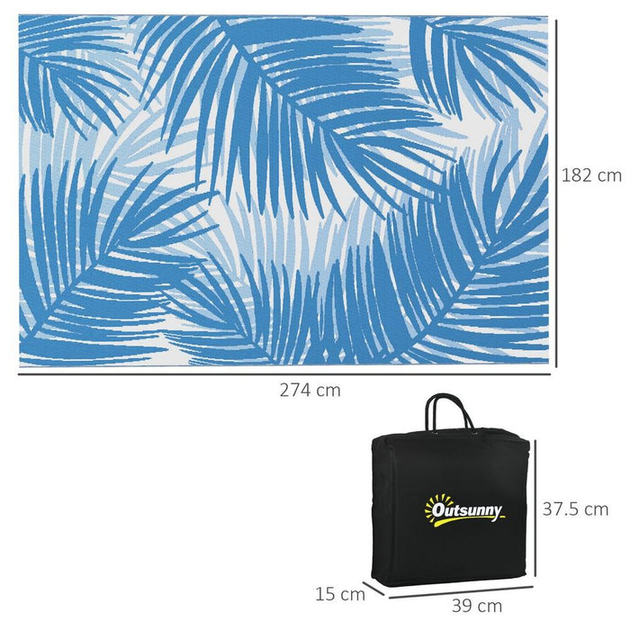 Outsunny Reversible Outdoor Rug: Waterproof, 182x274cm, Blue - Carry Bag Included