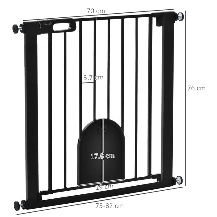 Safe & Secure 75-82 cm Pet Safety Gate, Auto Close, Double Lock, Black