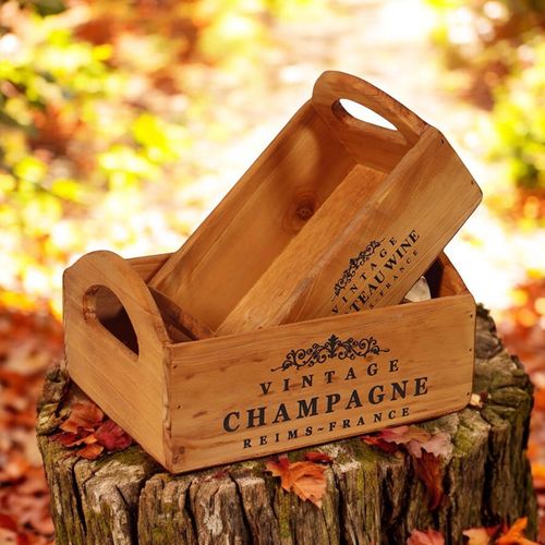 SET 2 WOODEN FLOWER PLANTERS