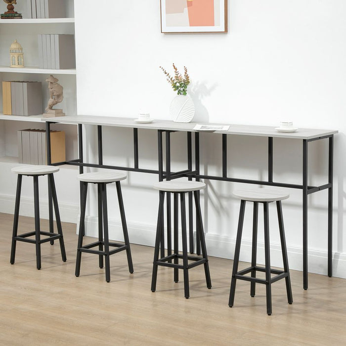 Premium 6Pc Bar Table Set: 2 Tables + 4 Stools, Stylish Grey