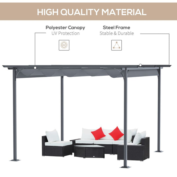 Premium 3.5M x 3.5M Retractable Canopy Pergola: Metal, Grey, Steel. Create Outdoor Oasis!